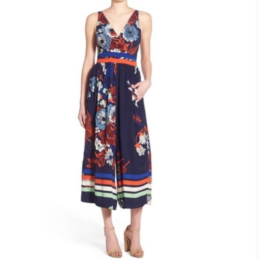Anthropologie Plenty By Tracy Reese Floral Striped Jumpsuit Sz 4